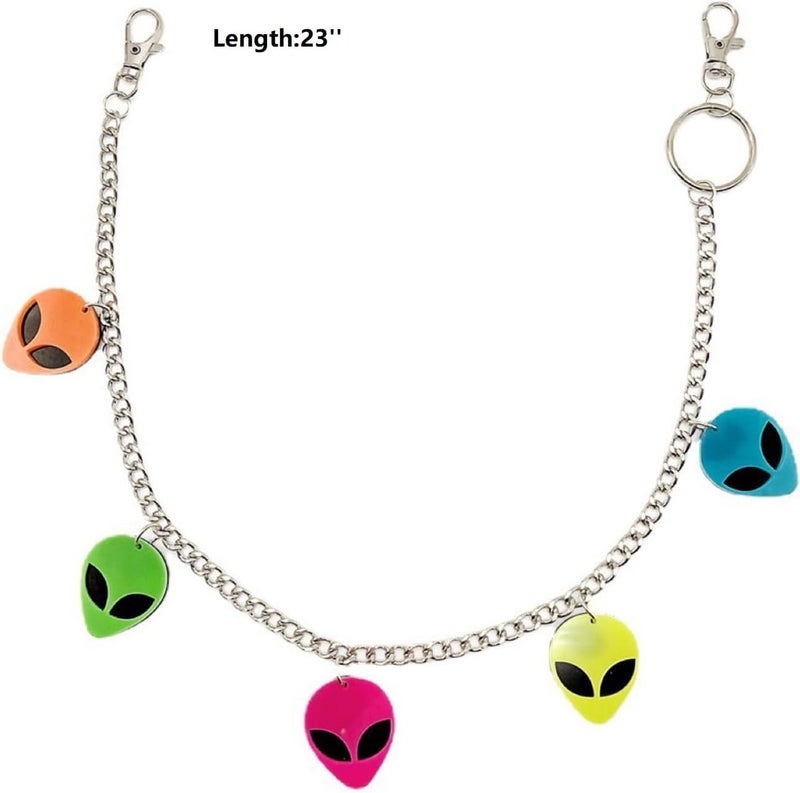 QFSH Colorful Alien Pants Chains Hip Hop Trouser Loop Chain Funny Jeans Chain for Women Men Pocket Wallet Chain - Image 5